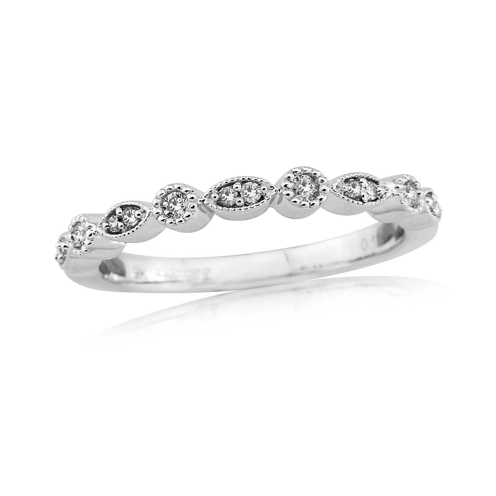 9ct white gold diamond set ahlf eternity ring 0.11ct