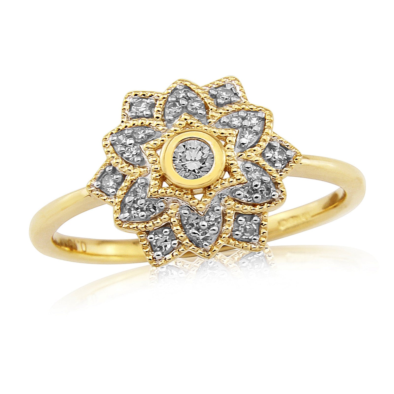 9ct gold diamond set cluster ring 0.15ct