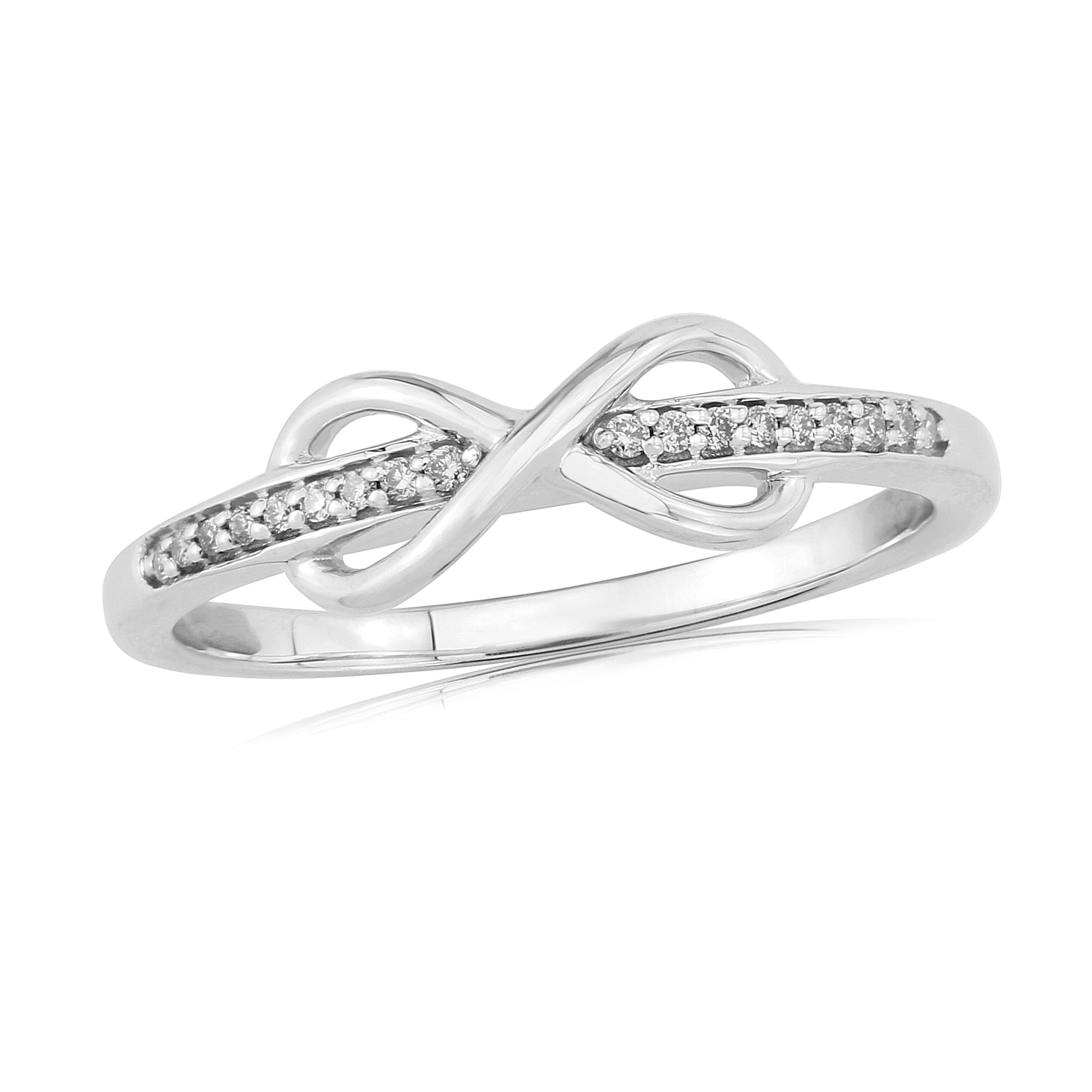 9ct white gold diamond set infinity ring 0.05ct