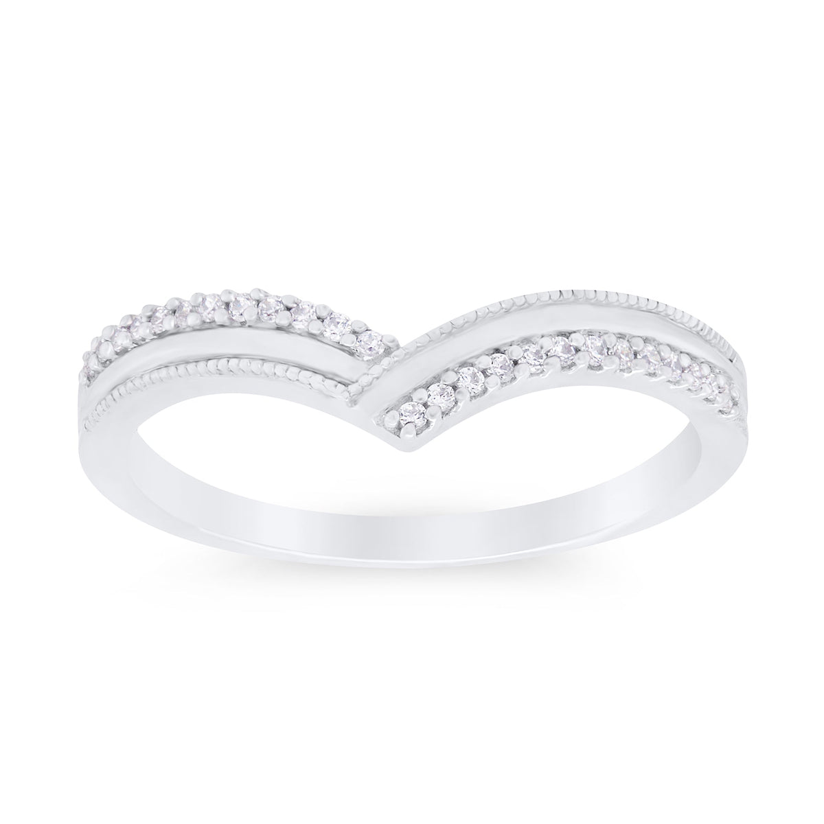 9ct white gold diamond set wishbone ring 0.10ct
