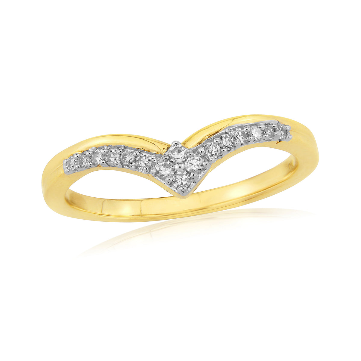 9ct gold diamond set wishbone ring 0.09ct