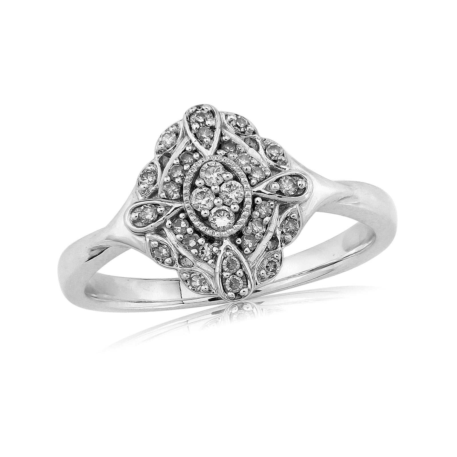 9ct white gold diamond set cluster ring 0.15ct