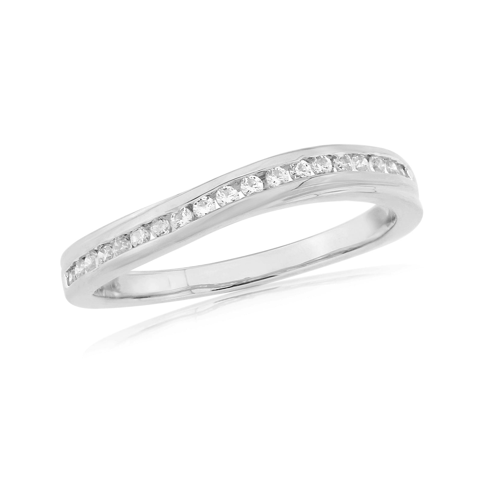 9ct white gold channel set swirl diamond half eternity ring 0.15ct