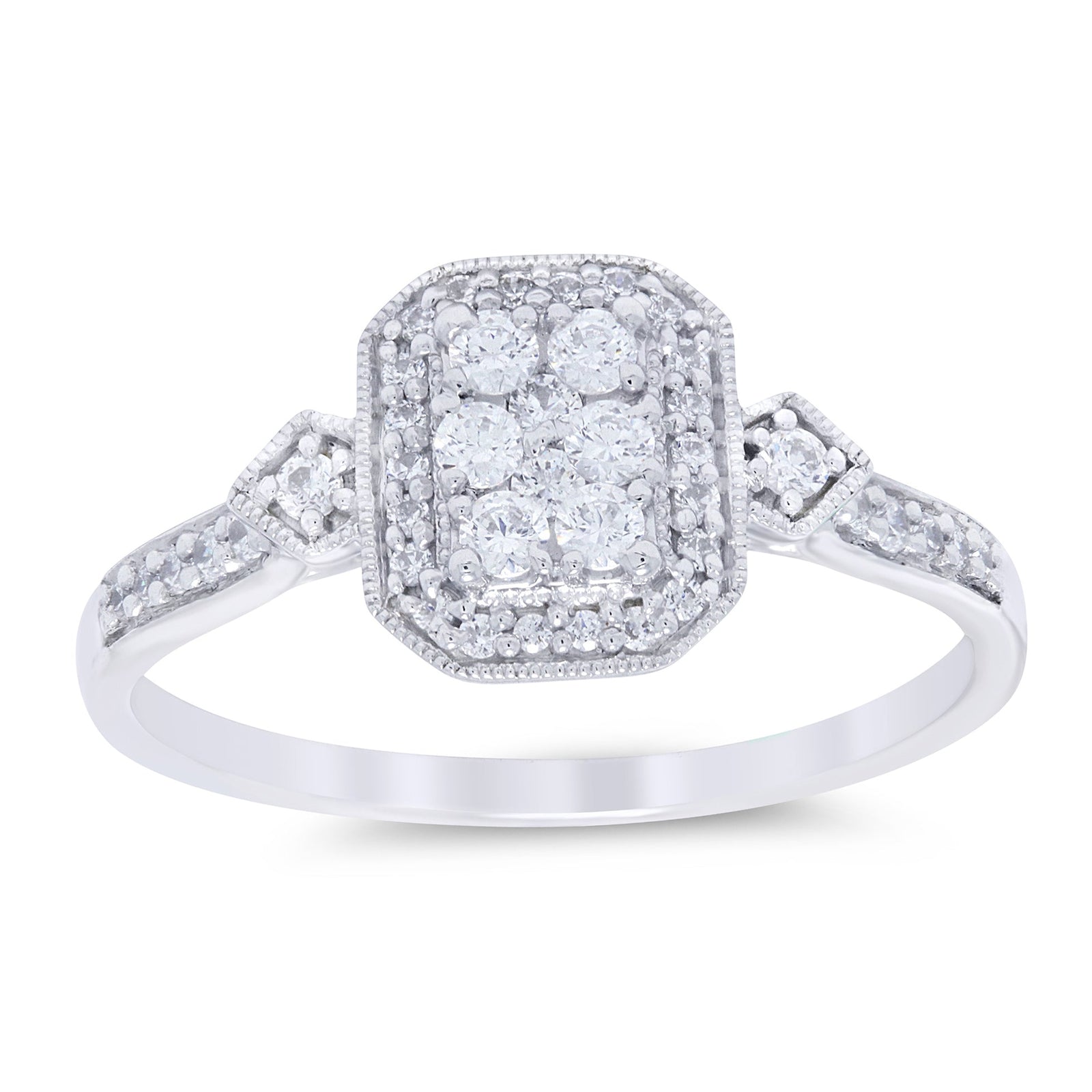 9ct white gold diamond cluster ring 0.35ct