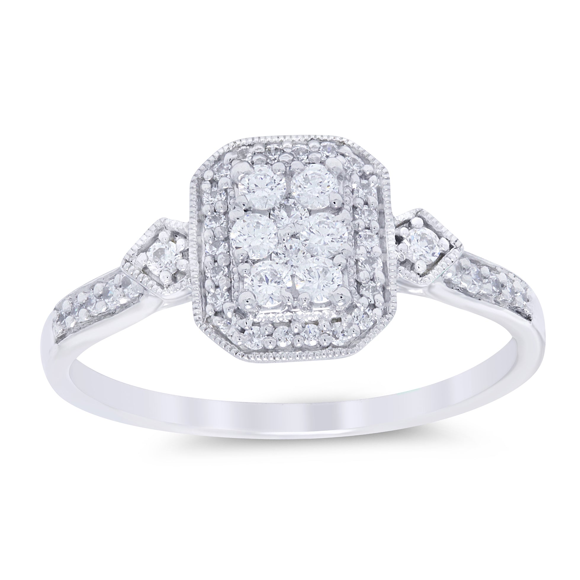 9ct white gold diamond cluster ring 0.35ct