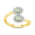 9ct gold double 5x3mm oval opal & diamond crossover cluster ring 0.14ct