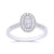9ct w/g gold oval diamond cluster ring with diamond set shoulders 0.20ct