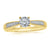 9ct gold single stone miracle plate diamond ring with diamond set shoulders 0.26ct