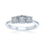 9ct white gold 3 stone miracle plate diamond ring 0.15ct