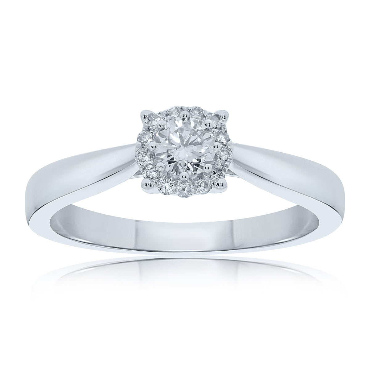 9ct white gold diamond cluster ring 0.30ct