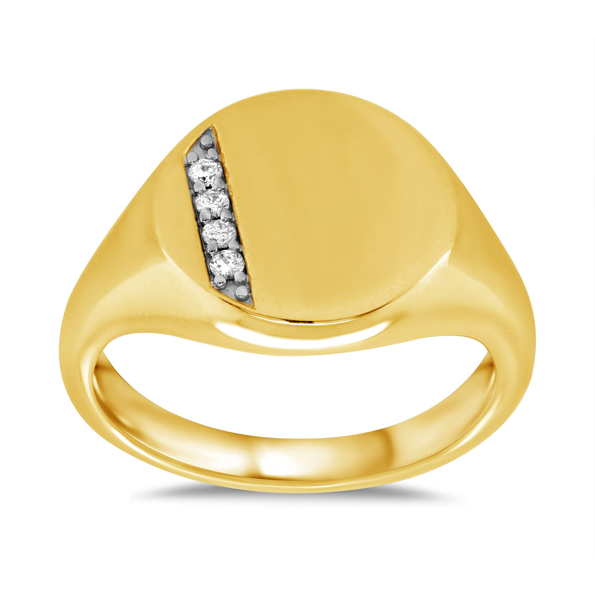9ct gold diamond set round ladies signet ring 0.05ct