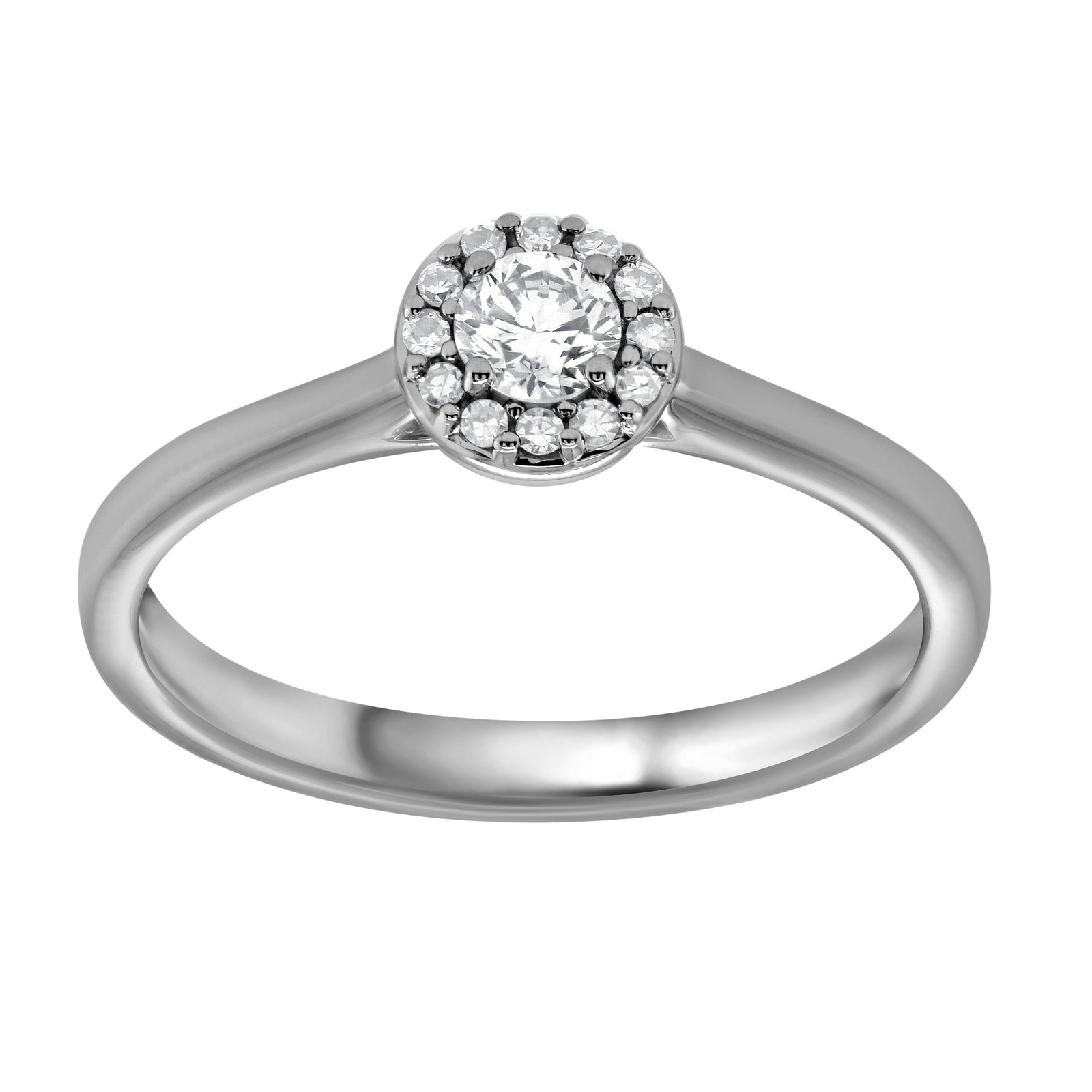 Platinum diamond halo cluster ring 0.25ct H/Si