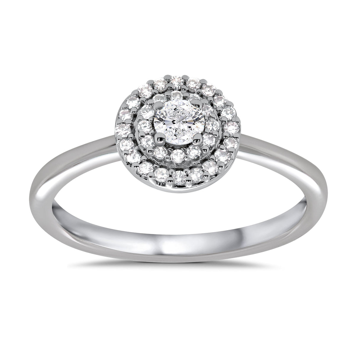 Platinum diamond halo cluster ring 0.25ct H/Si