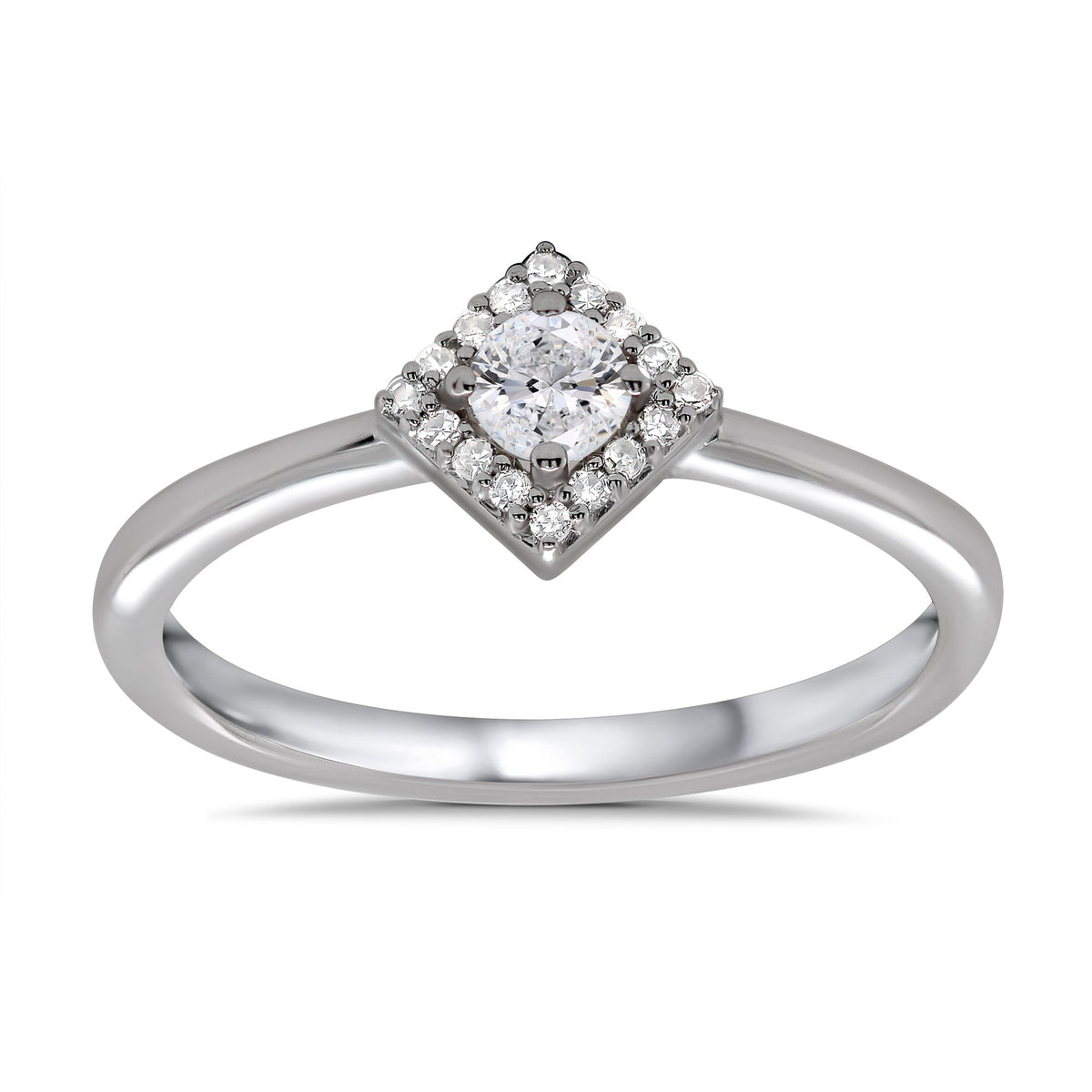 9ct white gold diamond set square shape halo cluster ring 0.25ct