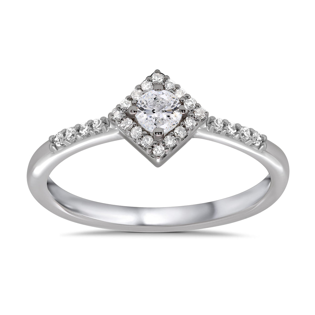 Platinum diamond halo cluster ring with diamond set shoulders 0.33ct H/Si