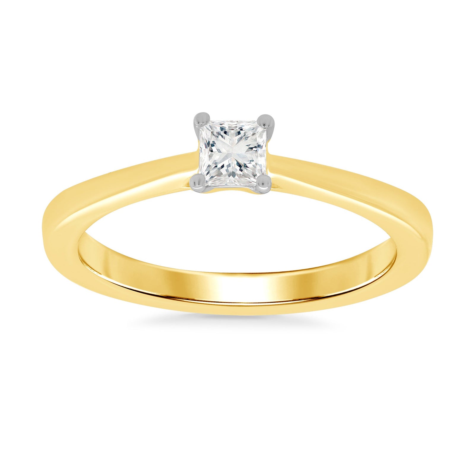 9ct gold princess cut single stone diamond ring 0.25ct