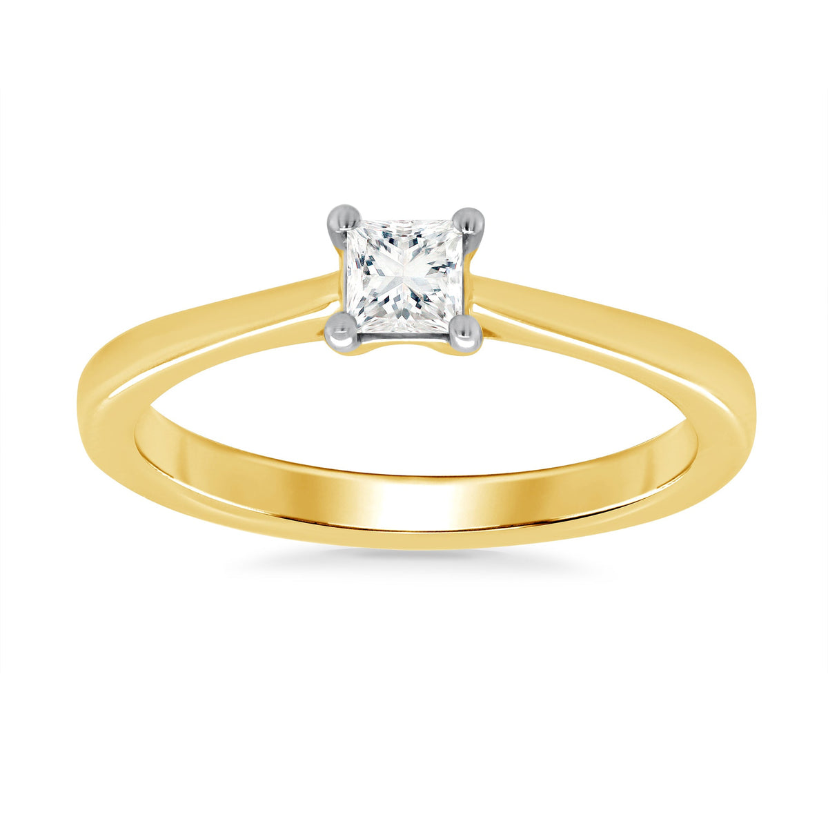 9ct gold princess cut single stone diamond ring 0.33ct