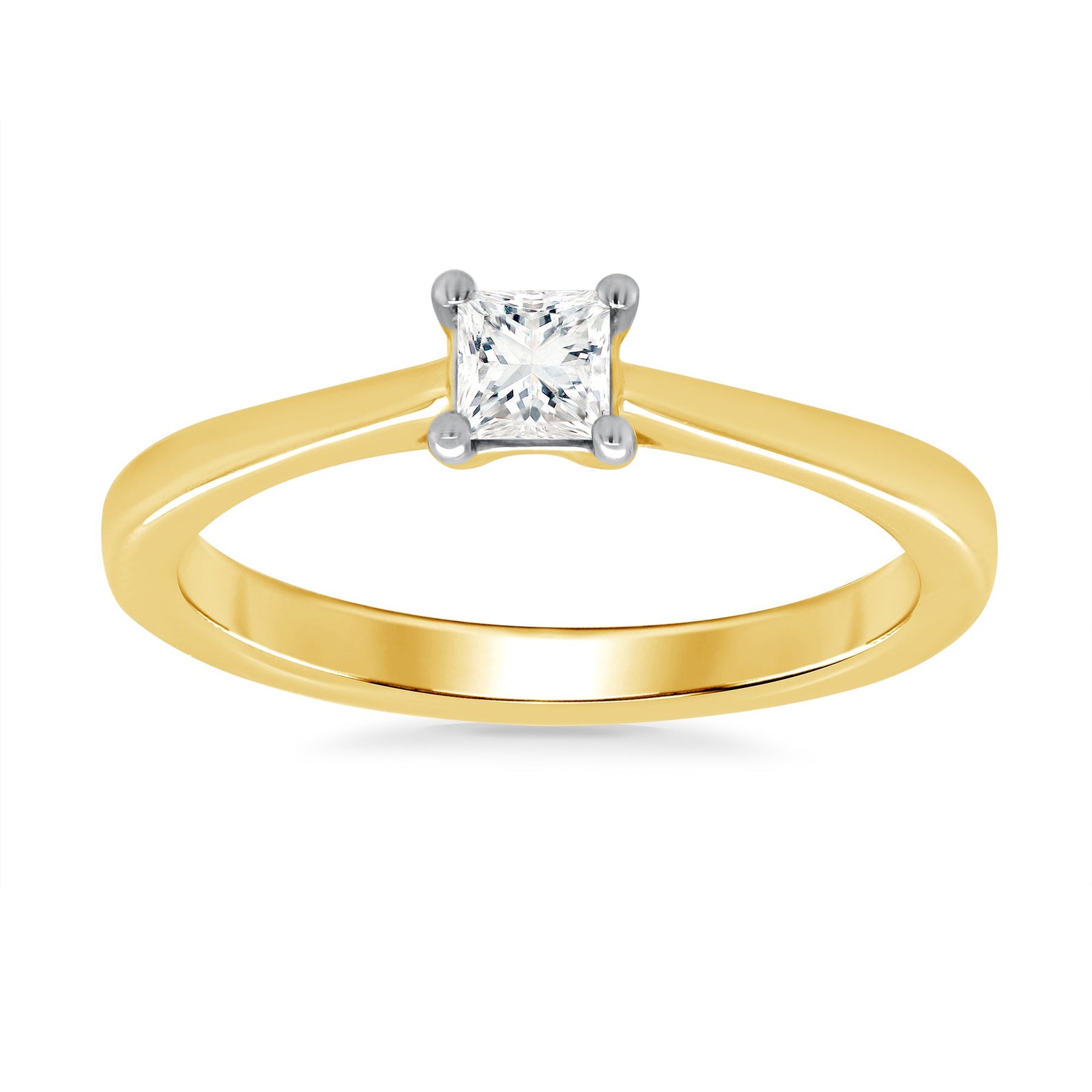 9ct gold princess cut single stone diamond ring 0.33ct