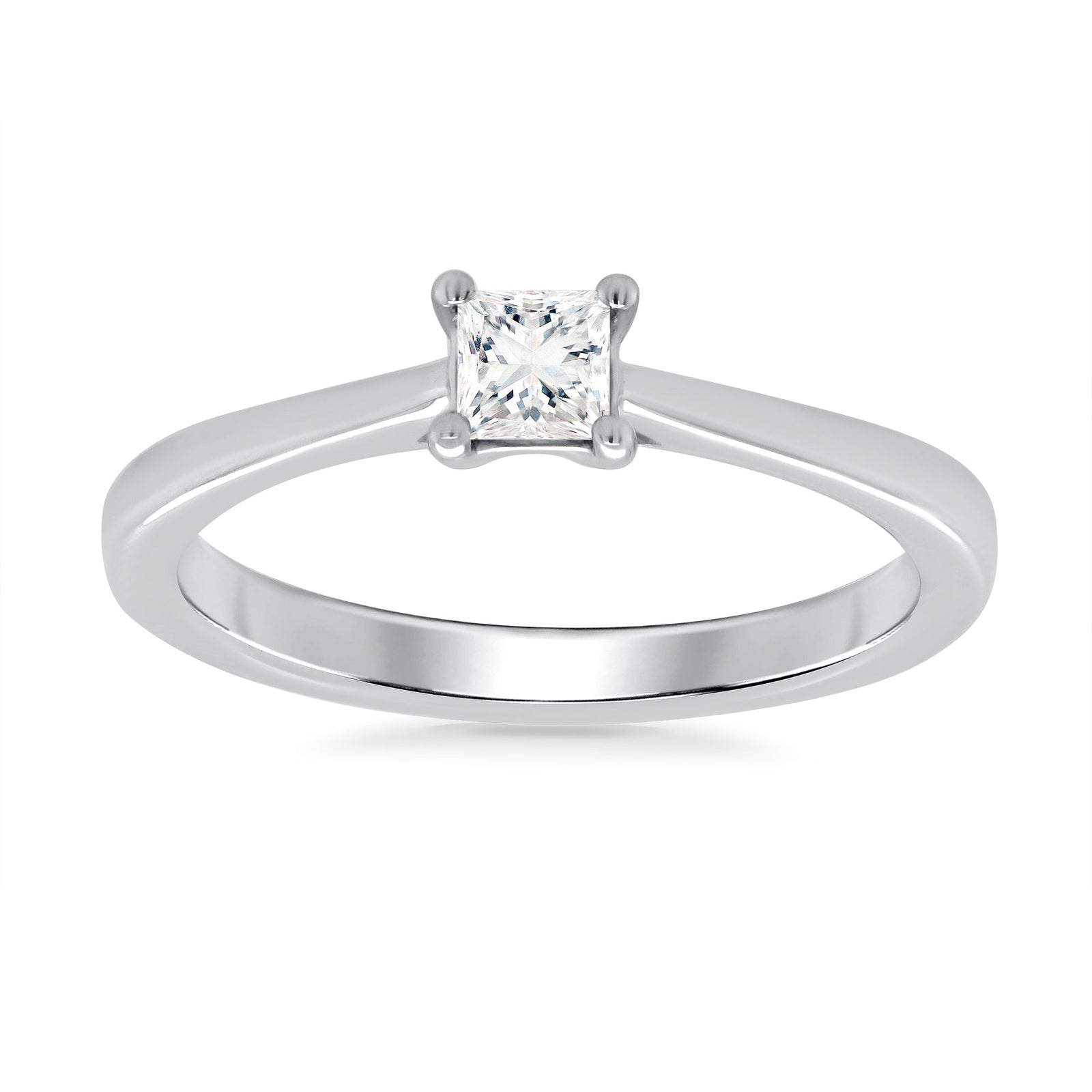 9ct white gold princess cut single stone diamond ring 0.33ct