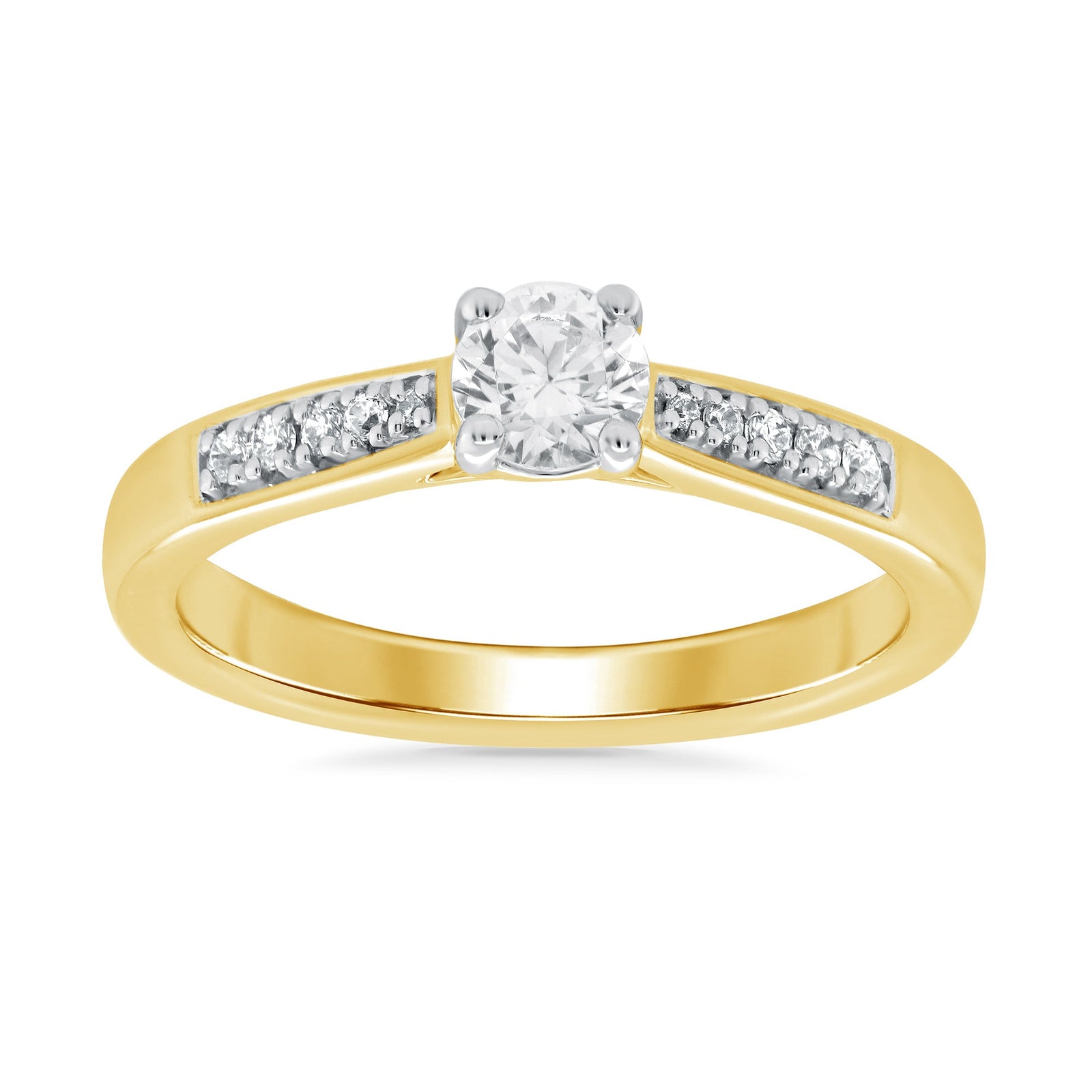 9ct gold single stone diamond ring with diamond set shoulders 0.41ct
