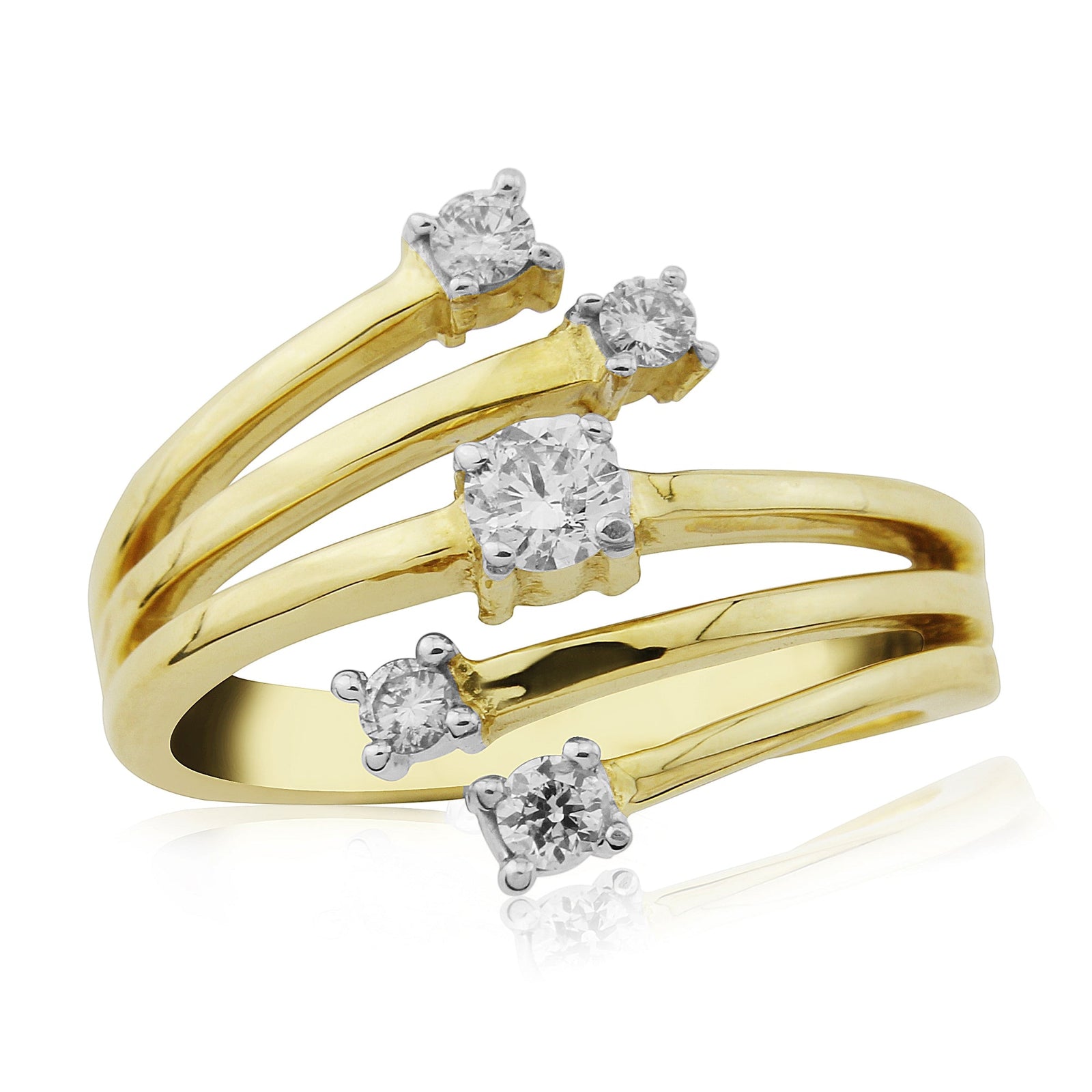 9ct gold five stone diamond spray ring 0.30ct