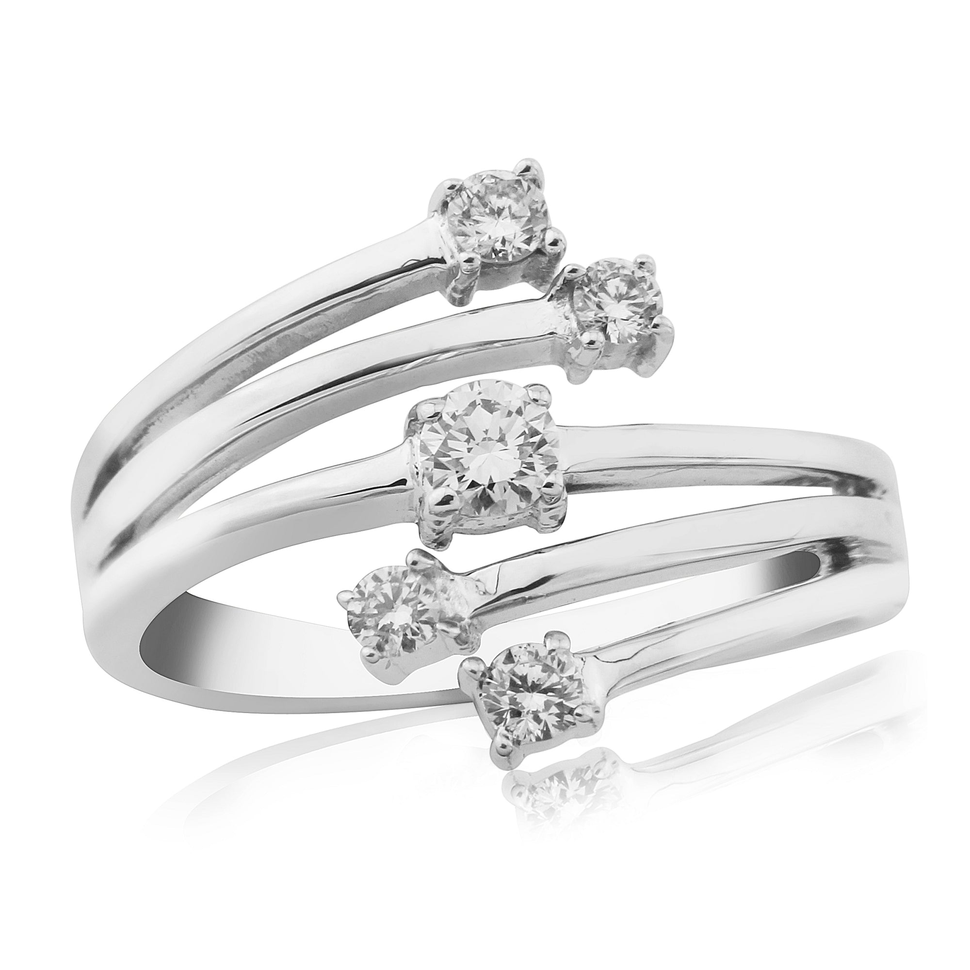 9ct white gold five stone diamond spray ring 0.30ct