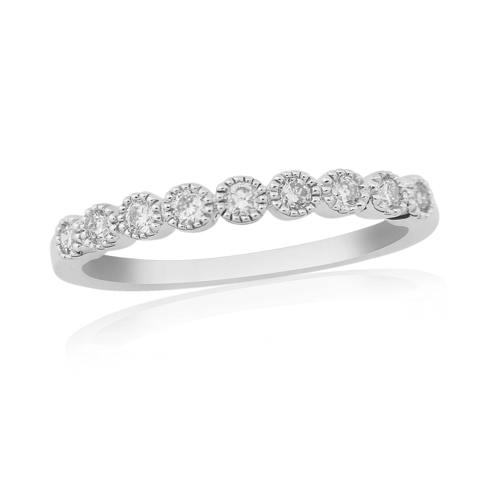 9ct white gold milgrain set diamond half eternity ring 0.19ct