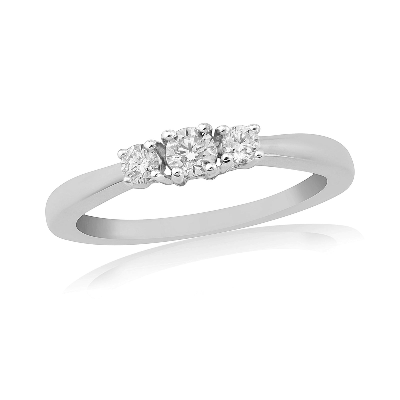 9ct white gold three stone diamond ring 0.25ct