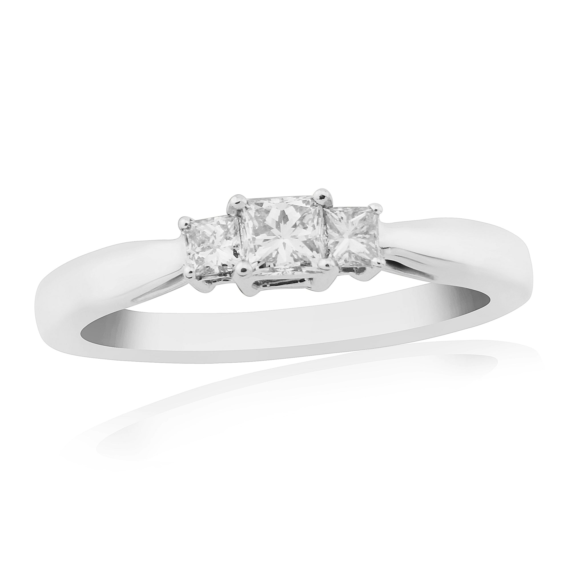 9ct white gold three stone princess cut diamond ring 0.33ct