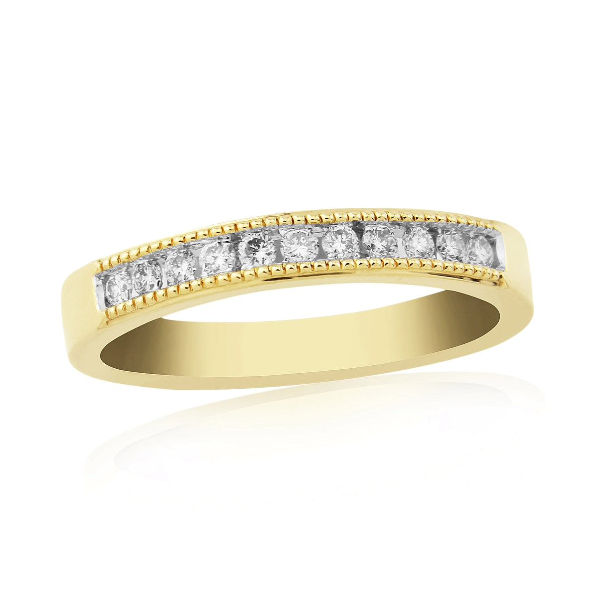 9ct gold milgrain edge channel set diamond half eternity ring 0.20ct