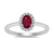 9ct white gold 6x4mm oval ruby & diamond cluster ring  0.10ct