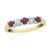 9ct gold 3.30mm round ruby & diamond half et ring  0.20ct