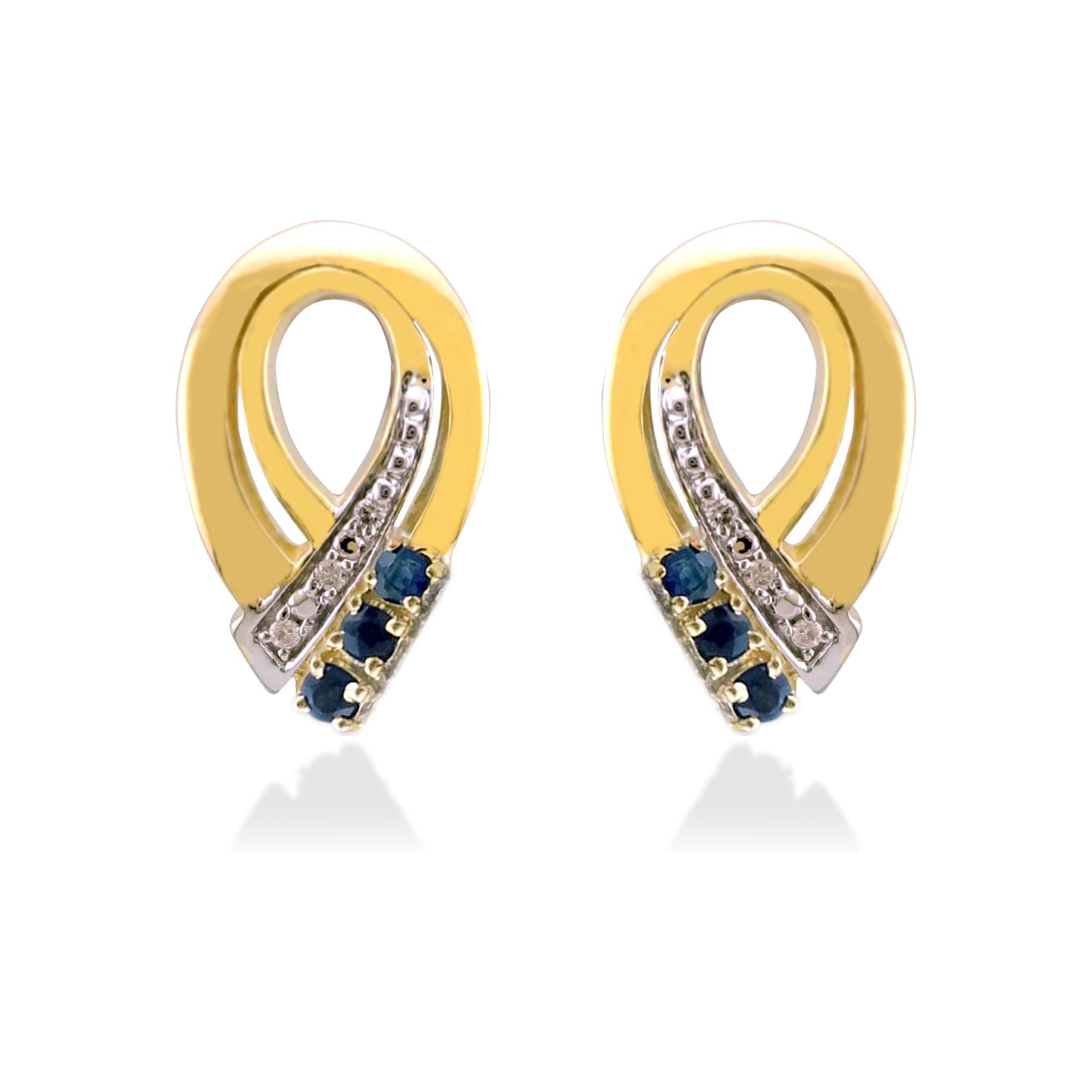 9ct gold sapphire & diamond stud earrings 0.02ct (product width 8.50mm)