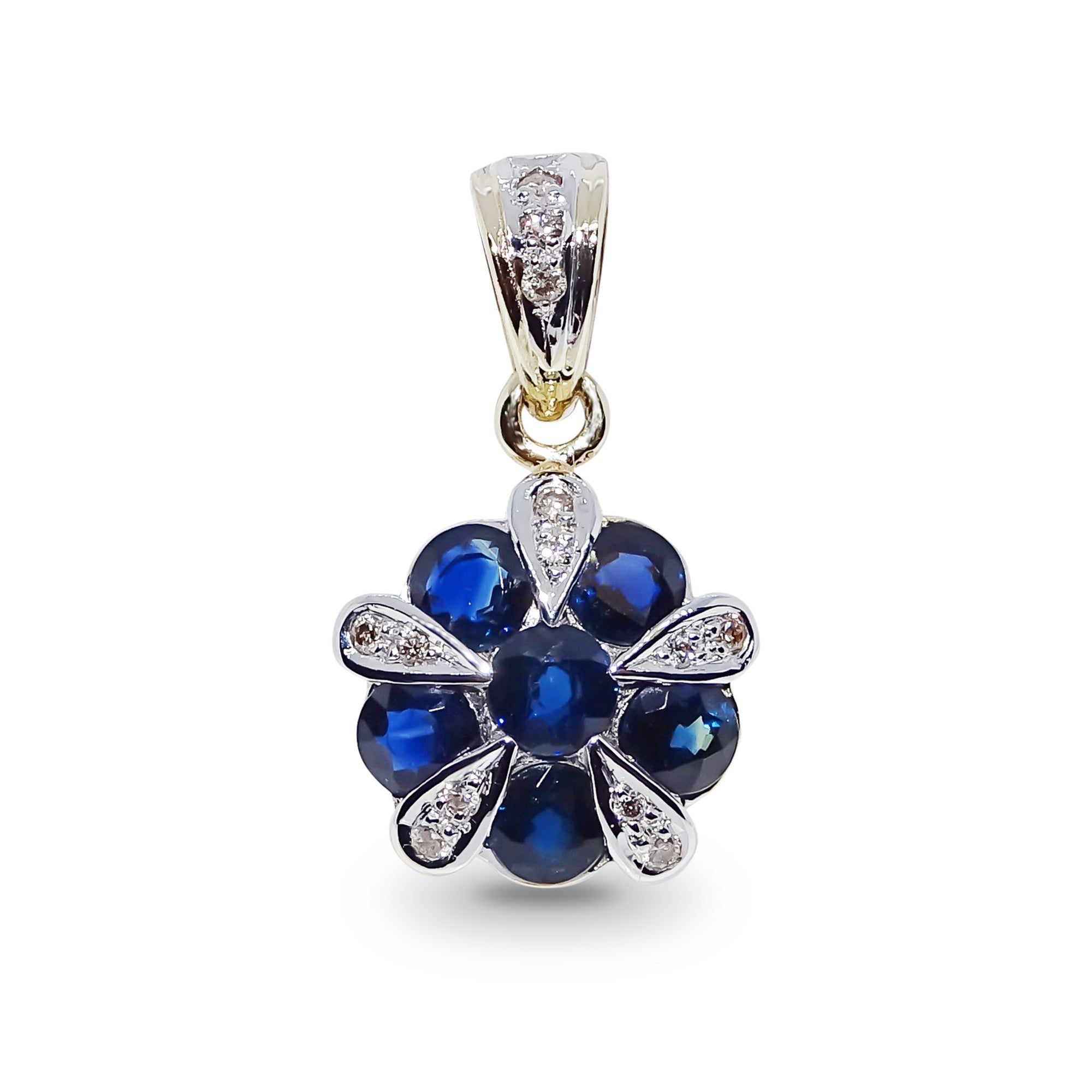 9ct sapphire & diamond pendant 0.06ct