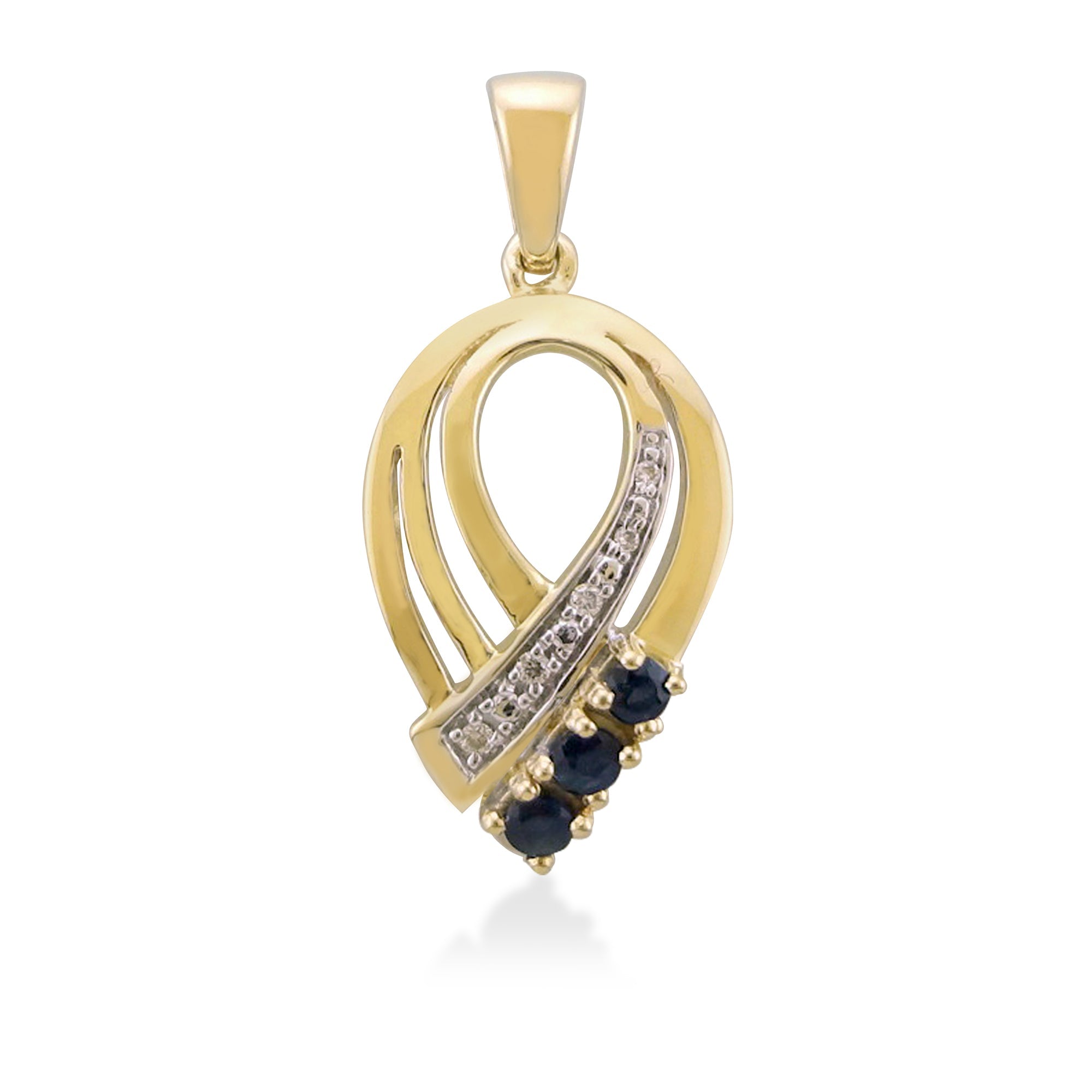 9ct gold sapphire & diamond pendant 0.03ct (product width 12.00mm)