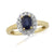 9ct white gold 7x5mm oval sapphire & diamond cluster ring 0.29ct