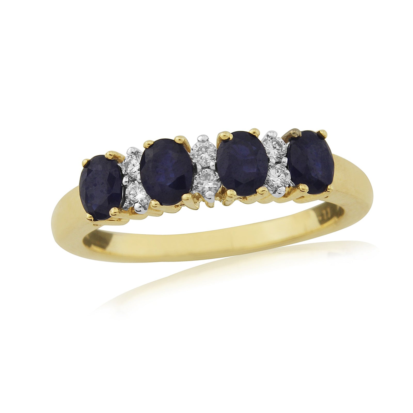 9ct gold 4x3mm oval sapphire & diamond half eternity ring 0.11ct