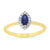 9ct gold 5x3mm marquise shape sapphire & diamond cluster ring 0.10ct