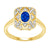 9ct gold 7x5mm oval sapphire & diamond antique style ring 0.17ct