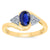 9ct gold 7x5mm oval sapphire & triple diamond shoulder cross-over ring 0.15ct