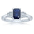 9ct white gold 7x5mm octagon cut ruby & stepped diamond shoulders ring 0.11ct