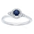 9ct white gold 4mm round sapphire & diamond halo cluster crossover ring 0.15ct