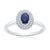 9ct white gold 6x4mm oval sapphire & two row diamond cluster ring 0.20ct