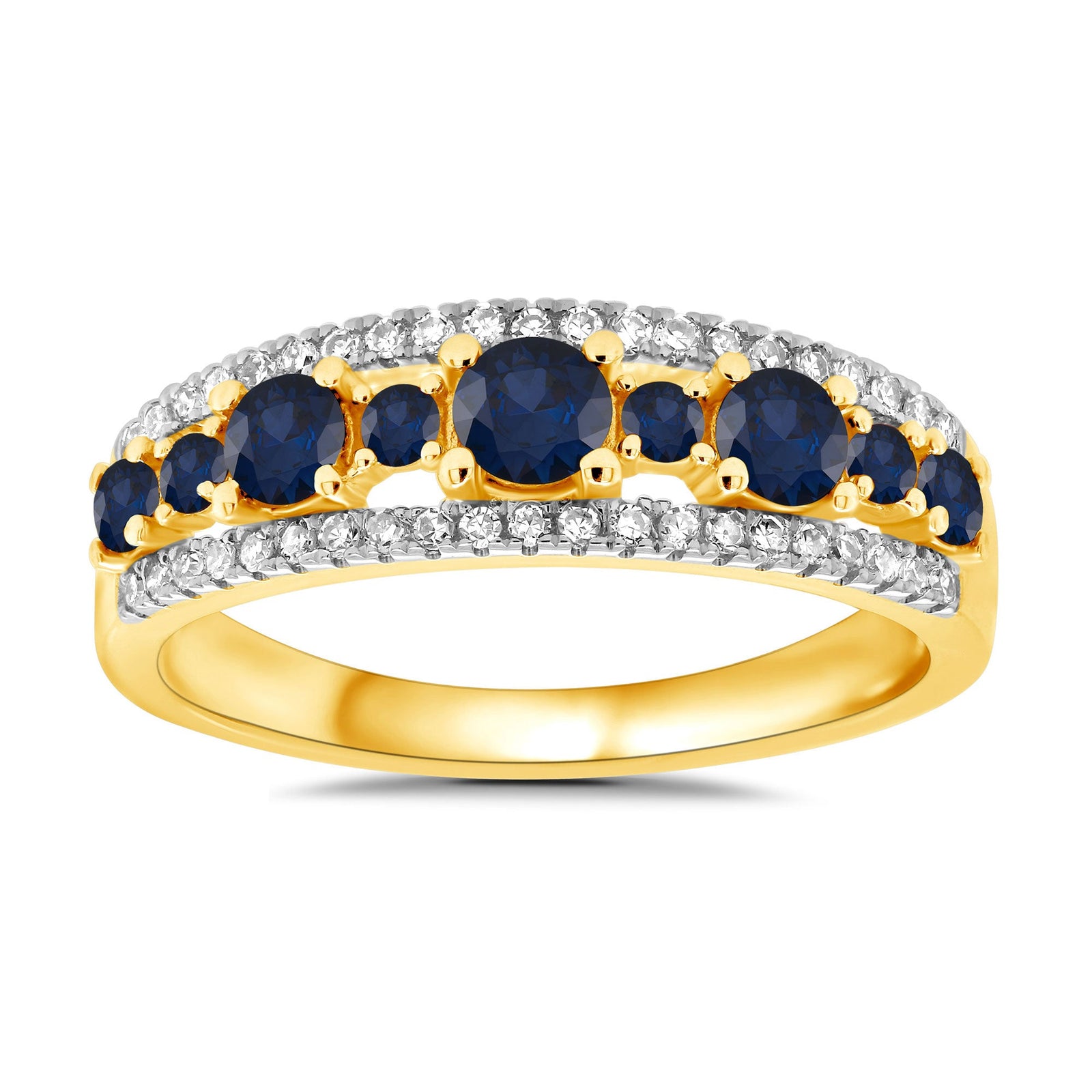 9ct gold sapphire & diamond half et ring 0.17ct