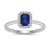 9ct white gold 6x4mm octagon cut sapphire & diamond cluster ring  0.10ct
