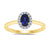 9ct gold 6x4mm oval sapphire & diamond cluster ring  0.10ct
