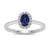 9ct white gold 6x4mm oval sapphire & diamond cluster ring  0.10ct