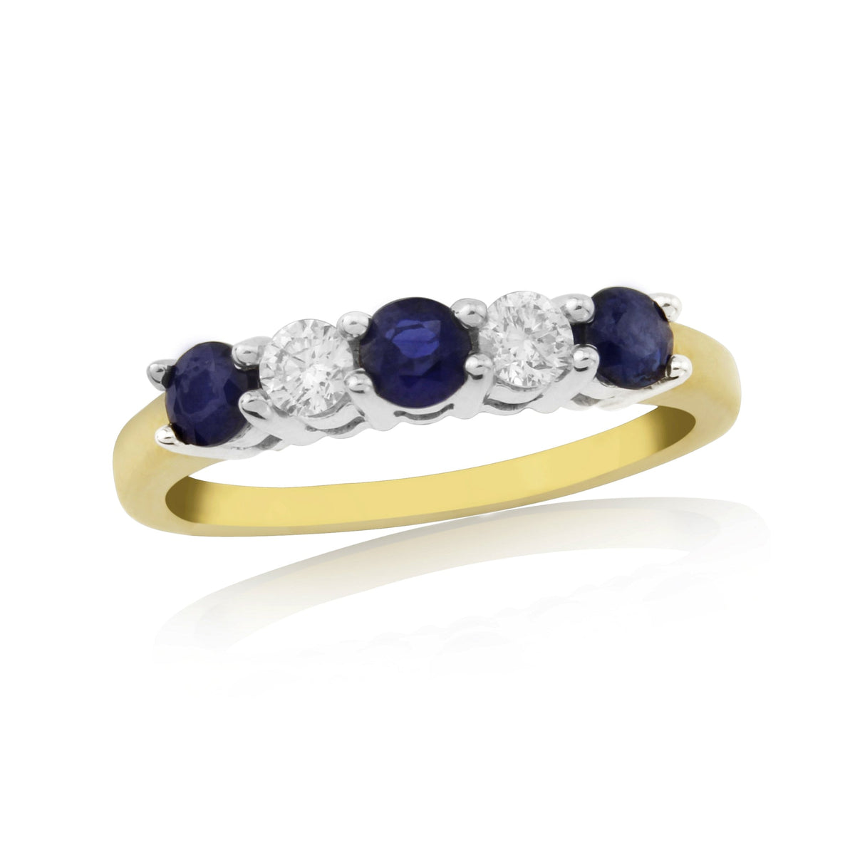 9ct gold 3.30mm round sapphire &amp; diamond half et ring  0.20ct