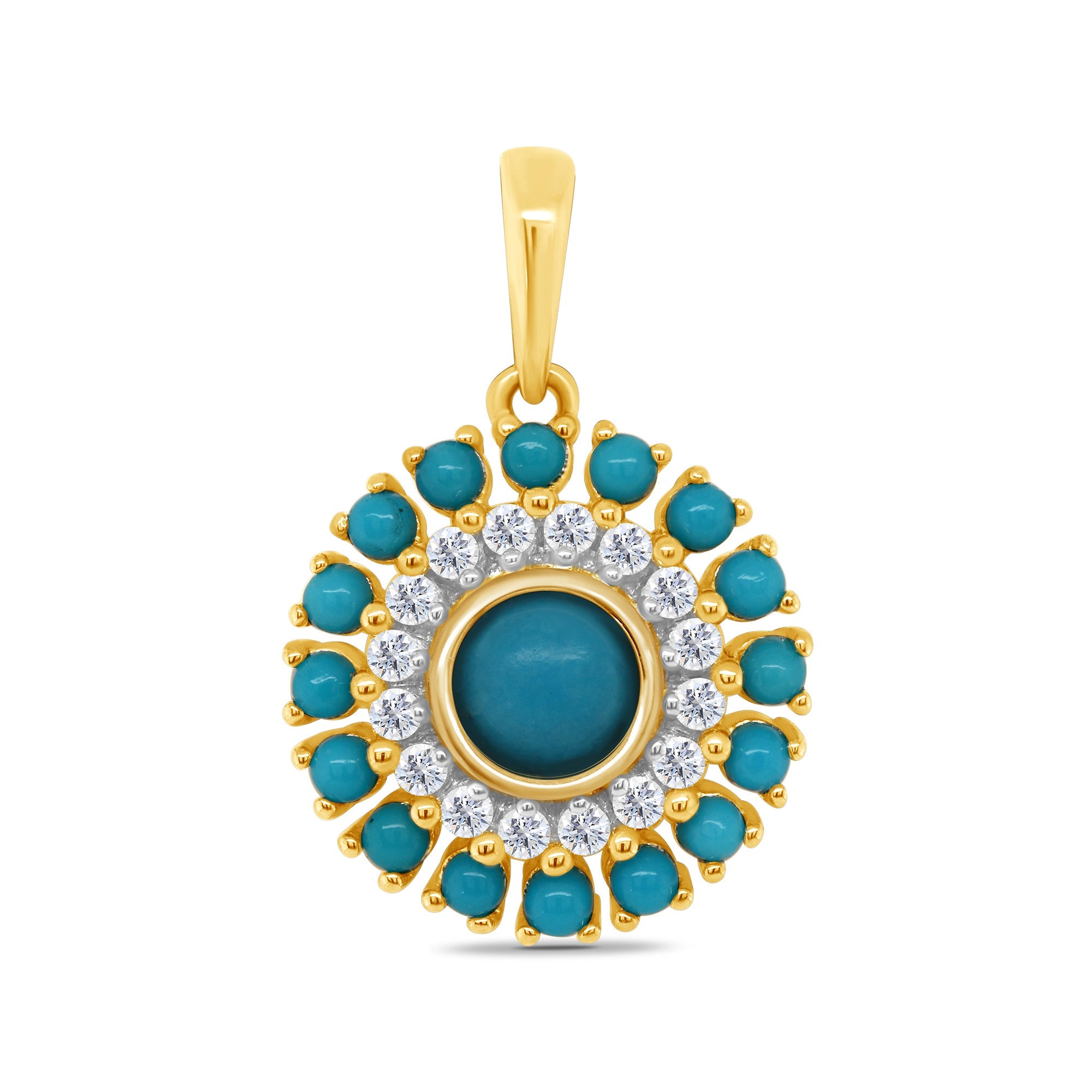 9ct gold turquoise & diamond pendant 0.10ct