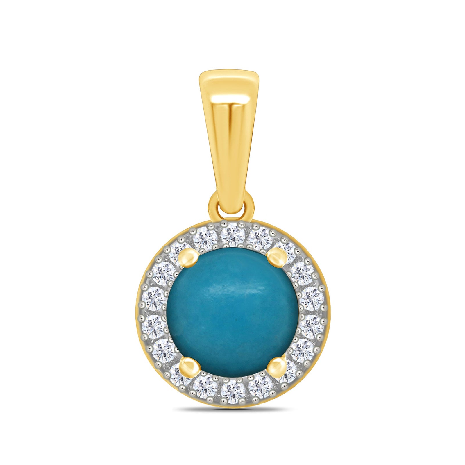 9ct gold turquoise & diamond pendant 0.03ct